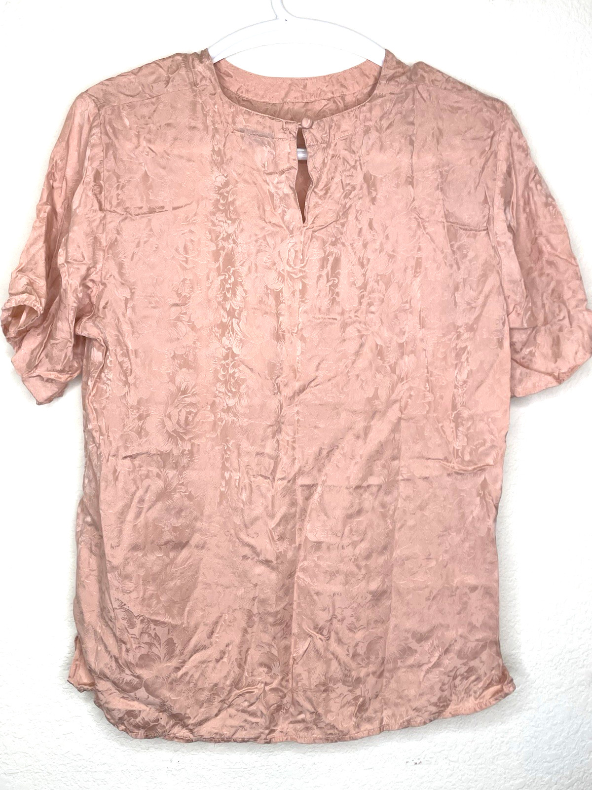Vintage Silk Land Women’s Top Medium Y2K Office Inspo Floral Blouse Shirt Career