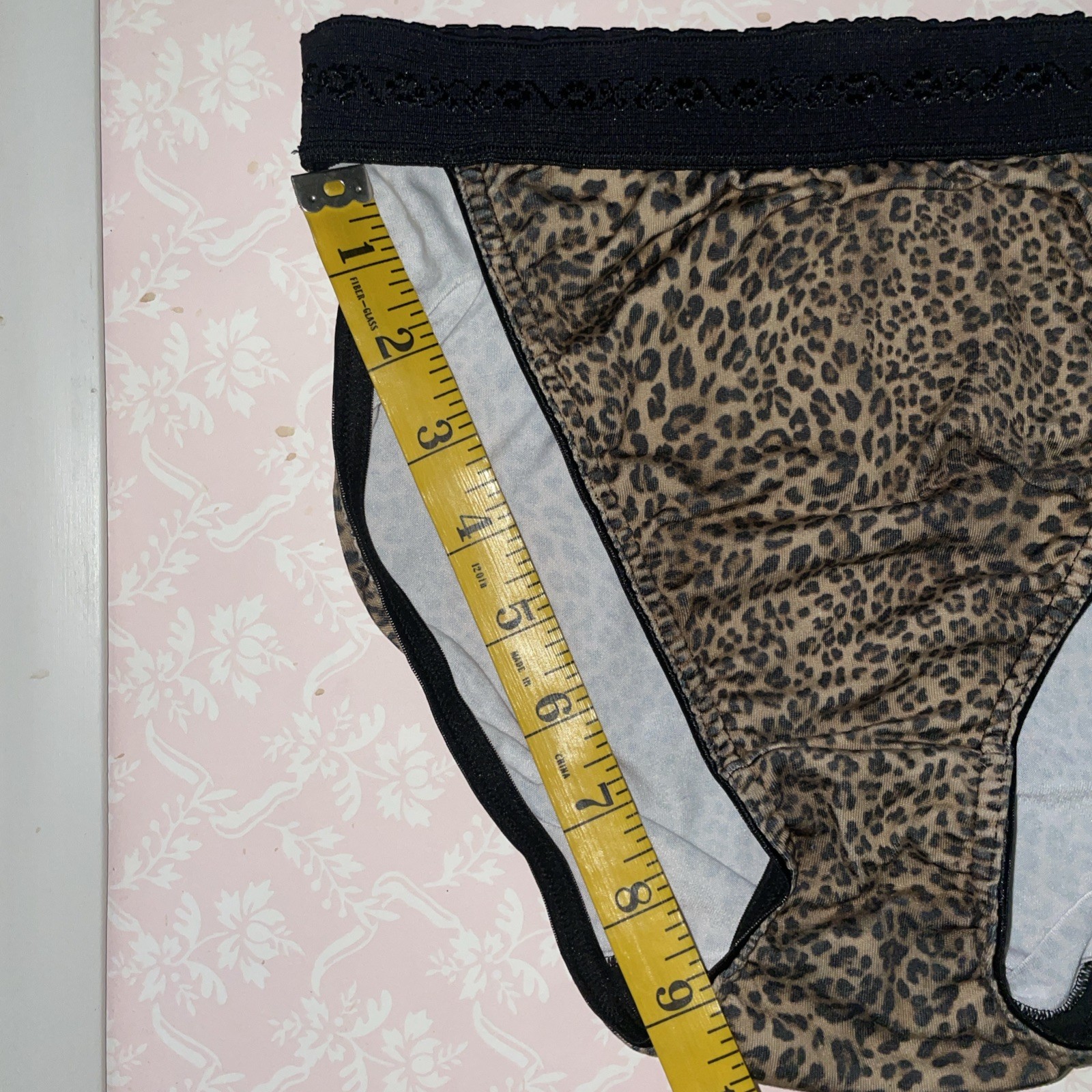 VTG Rio Wide Waistband PANTIES HI cut Leg Panty Leopard No tag Second Skin