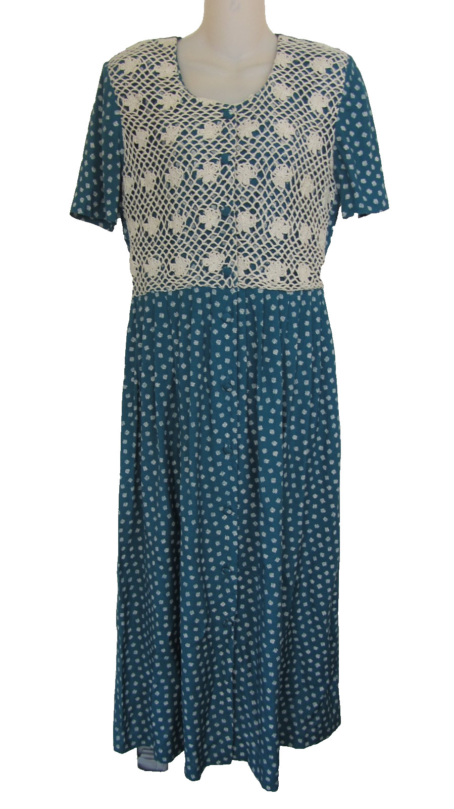 Vintage 90s Karin Stevens Size 10 Crochet Cottagecore Tea Dress
