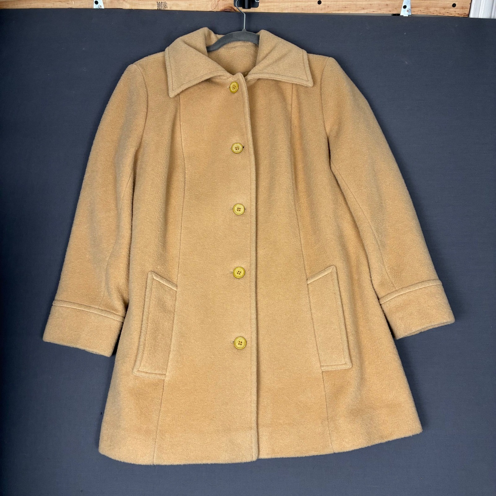 Vintage 70s Pendleton 100% Pure Wool Tan Car Coat Belted Waist Size Medium