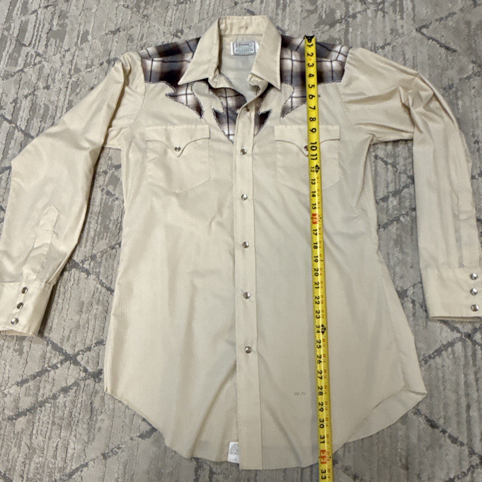 Vintage H Bar C Cowboy Western white shirt 1970s California Ranchwear 15 1/2-34