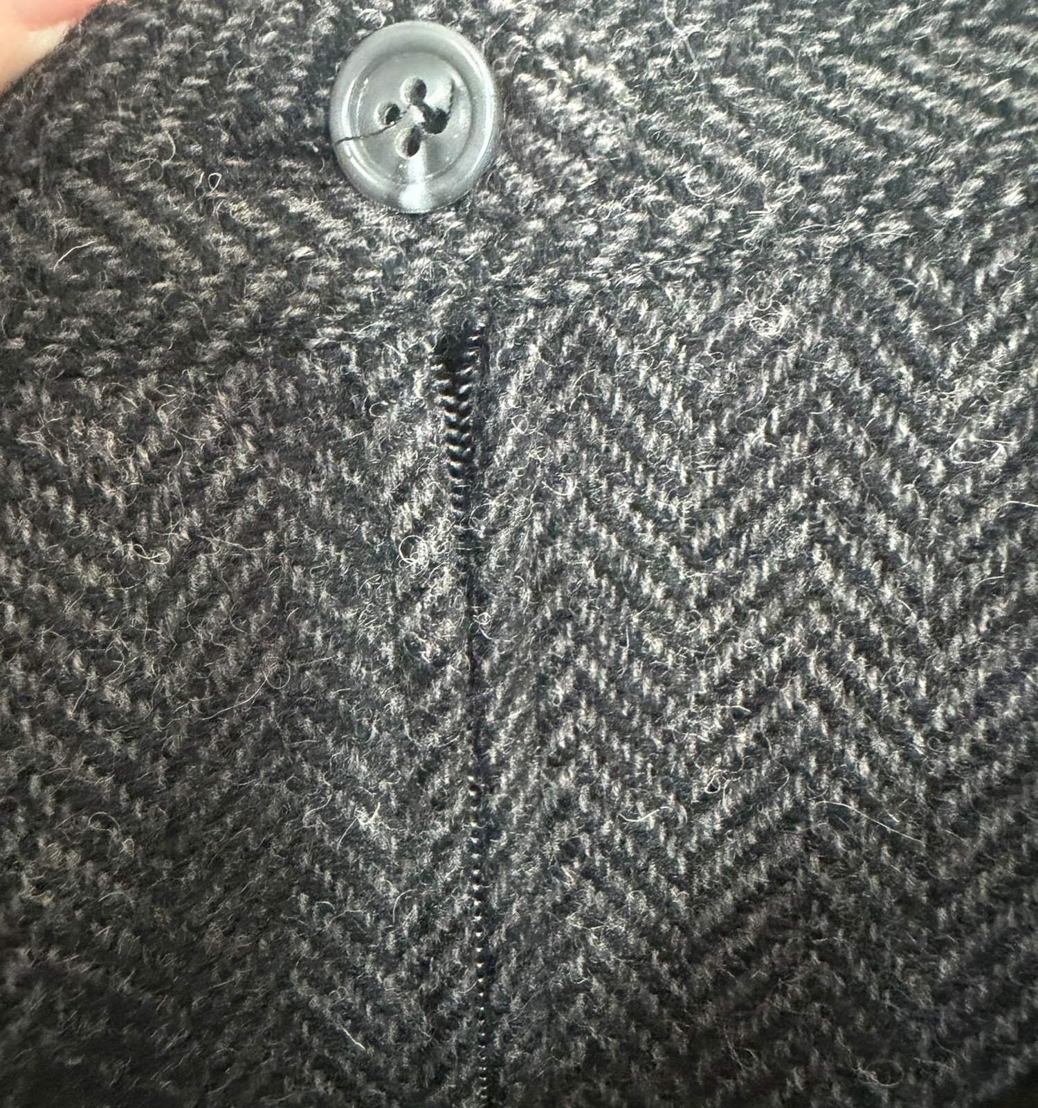 Vintage Barclay Square Gray Herringbone Wool Blend Skirt Suit Set 12 Academia