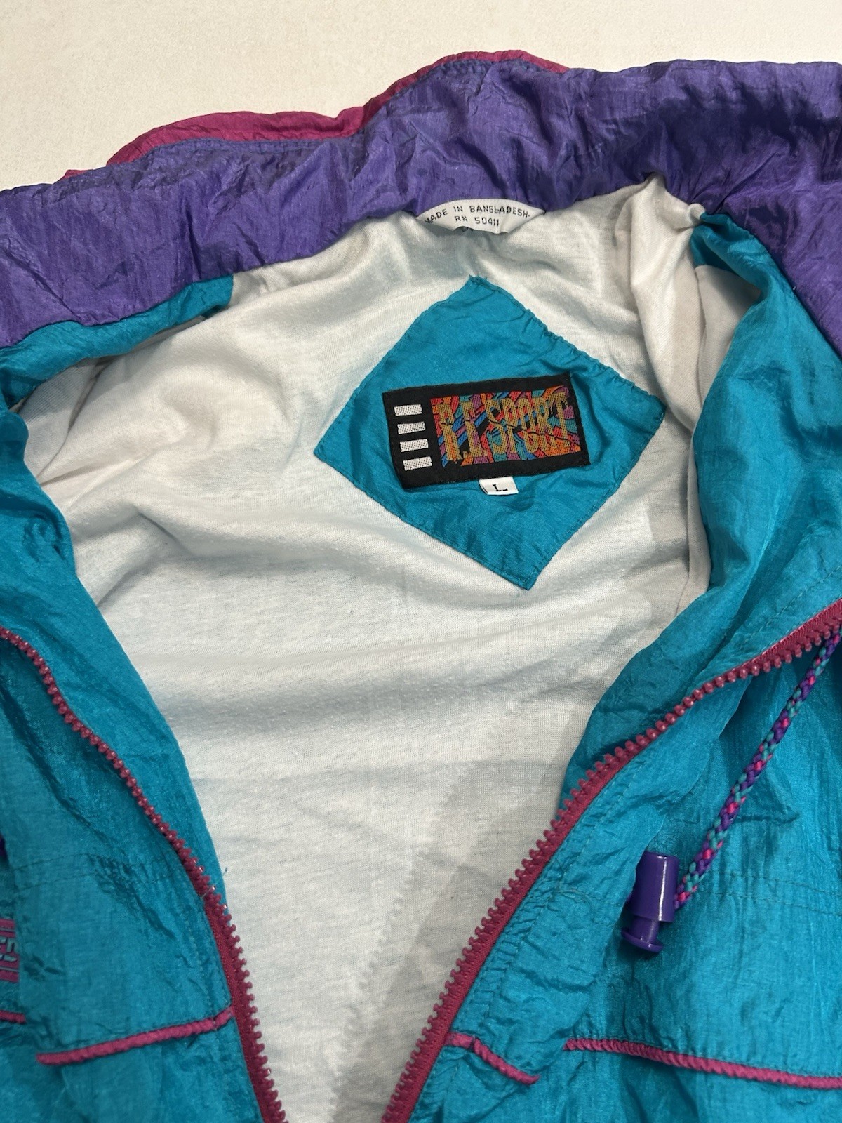 Vintage 80s R.E. Sport Rivers Edge Warm Up Track Suit Fits L Shoulder Pads