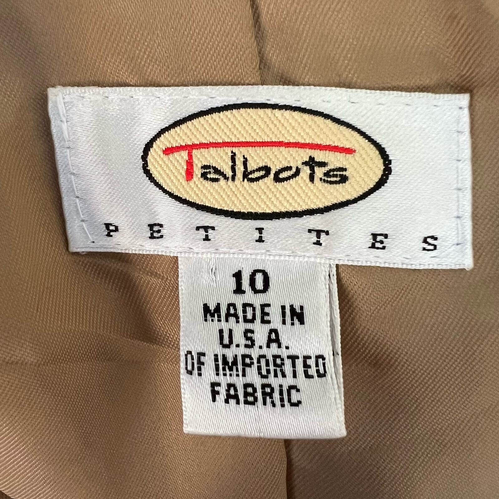Vintage Talbots Wool Cashmere Tan Brown Plaid Windowpane Blazer Jacket Women 10P