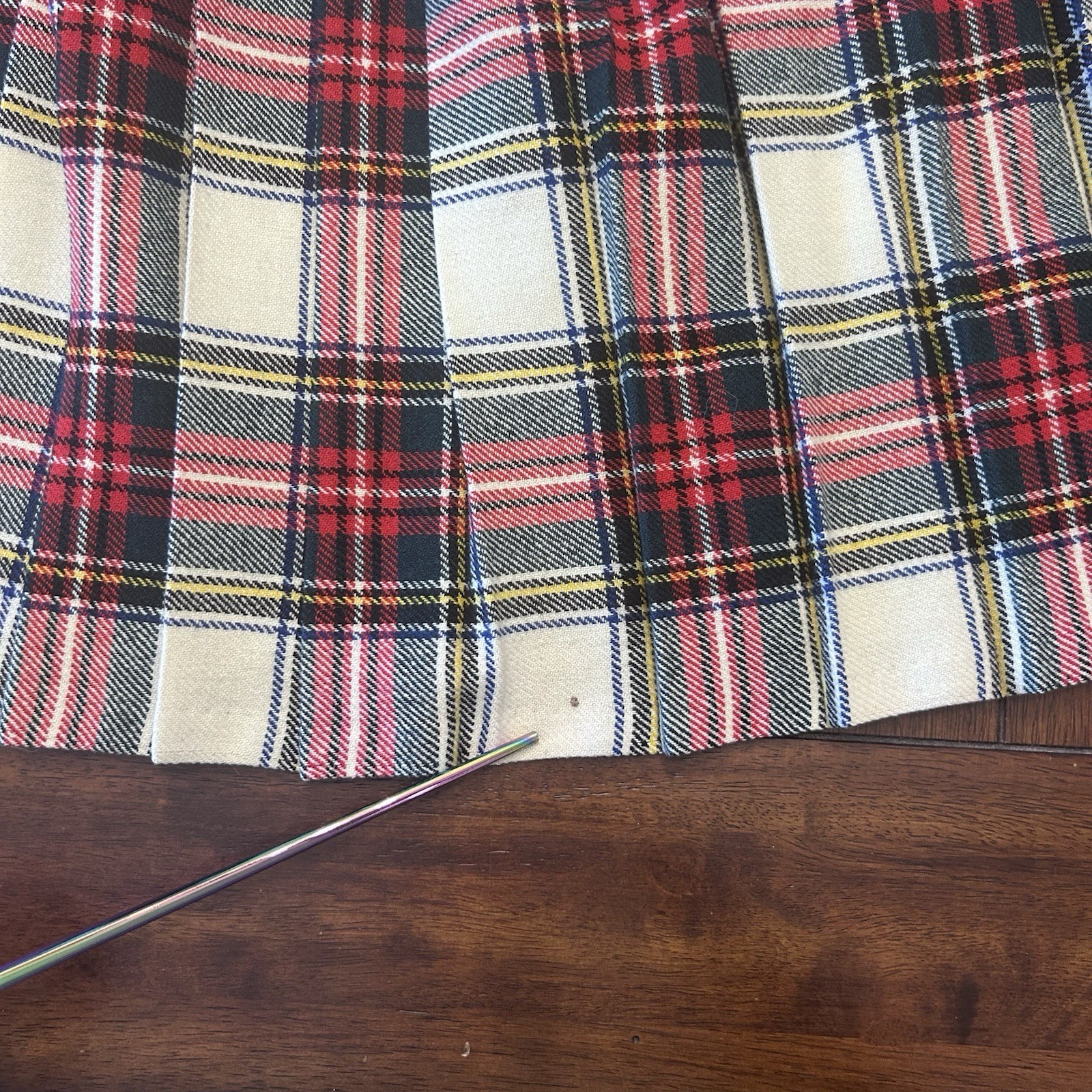 VTG Harrods Red Tartan Maxi Skirt Wool Old Money Plaid Academia Kilt Size 12