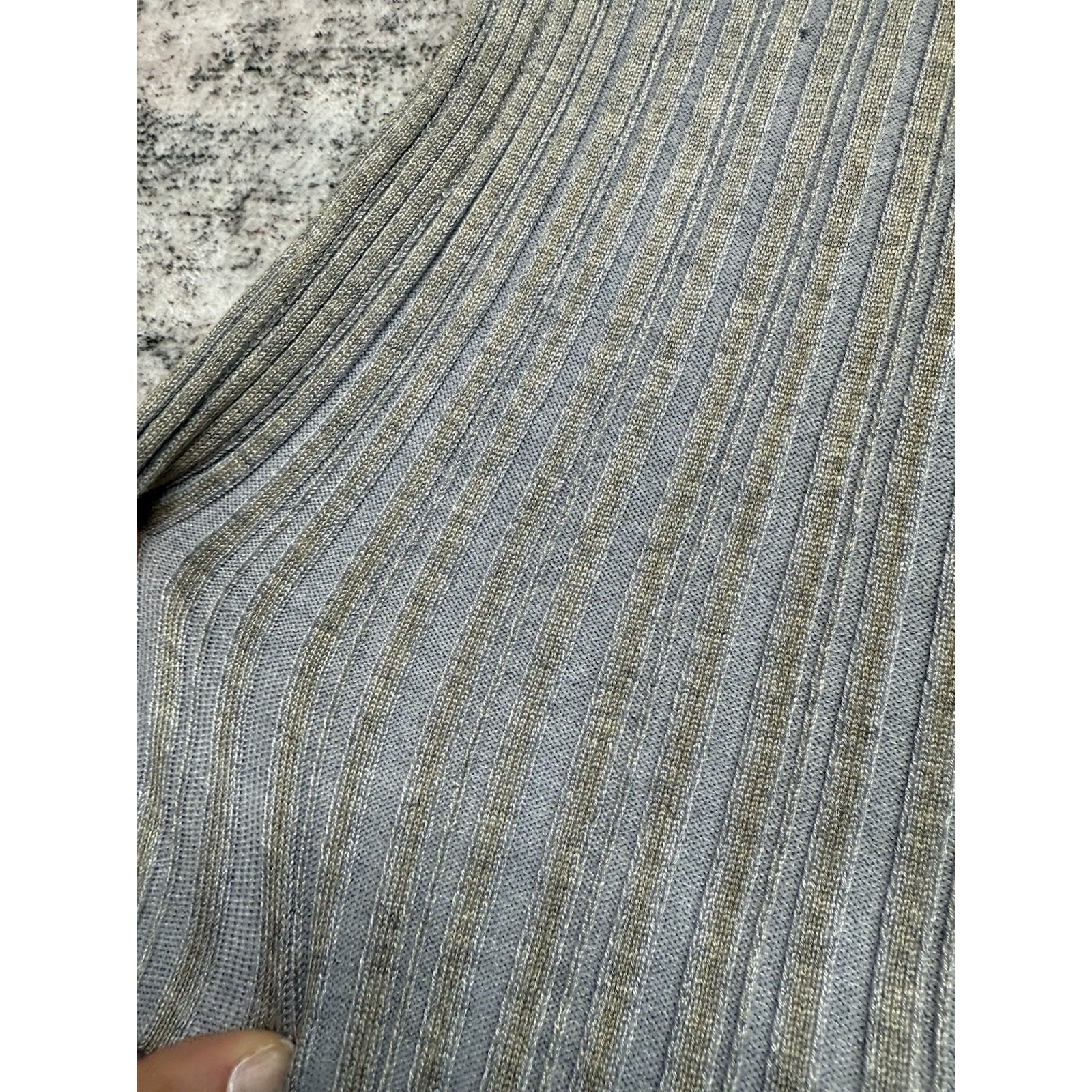 Y2K Vintage Turtleneck Sweater Sz M Grey Gold Rib Knit Pullover Gilmore Girls