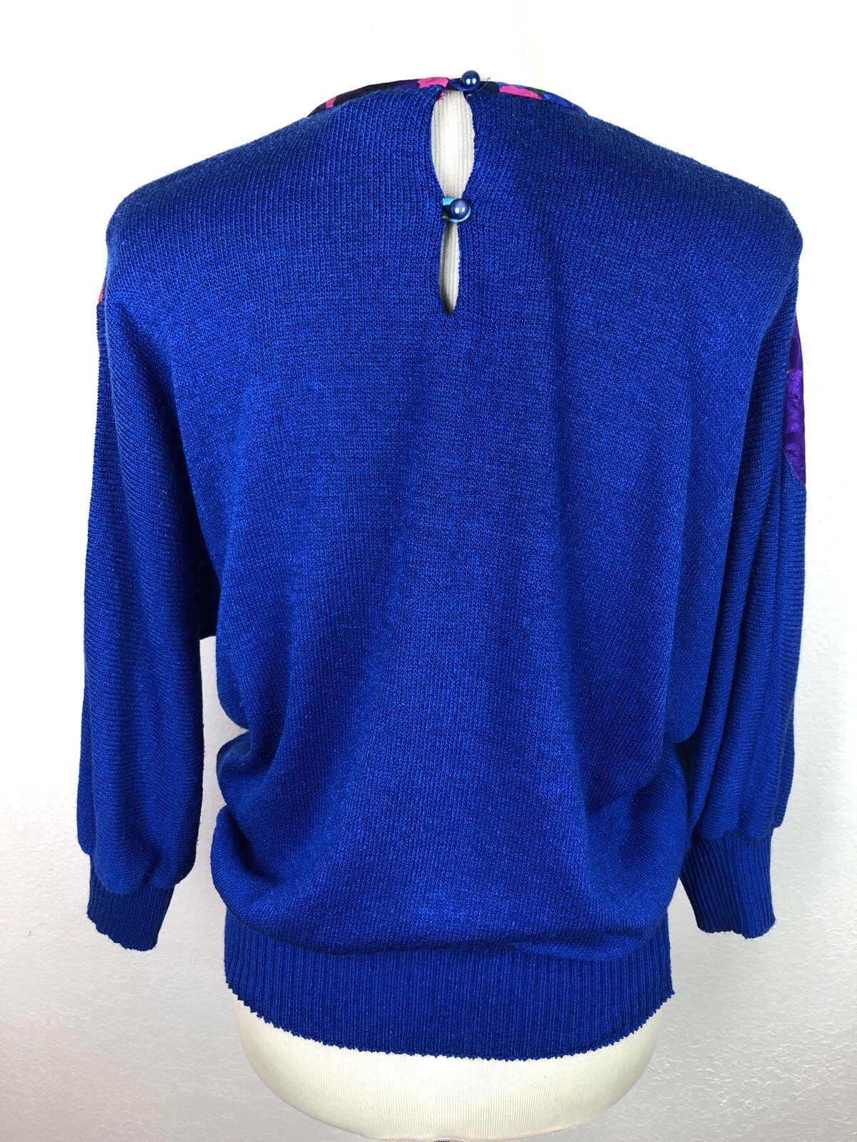 VTG 1980s Sweater Sz 8 Medium Anthony Sicari Bold Colors Flowers Dolman Slv USA