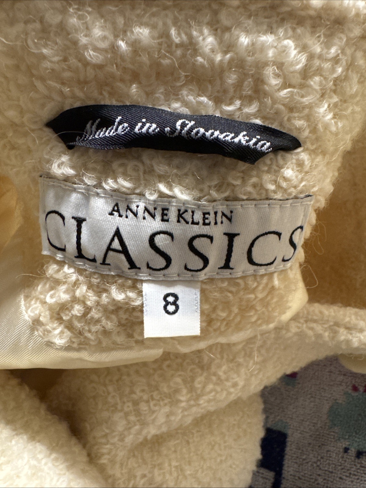 Vtg Anne Klein Classics Cream Wool Bouclé Long Coat Sz 8 Deadstock NWT