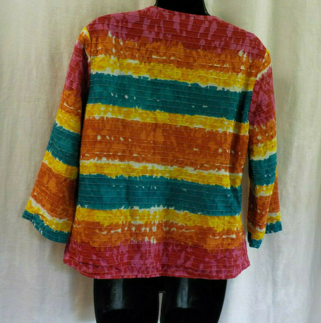 Vintage Choices 1980’s Jacket Size S Color Block + 100% Cotton 3/4 Sleeves Lined