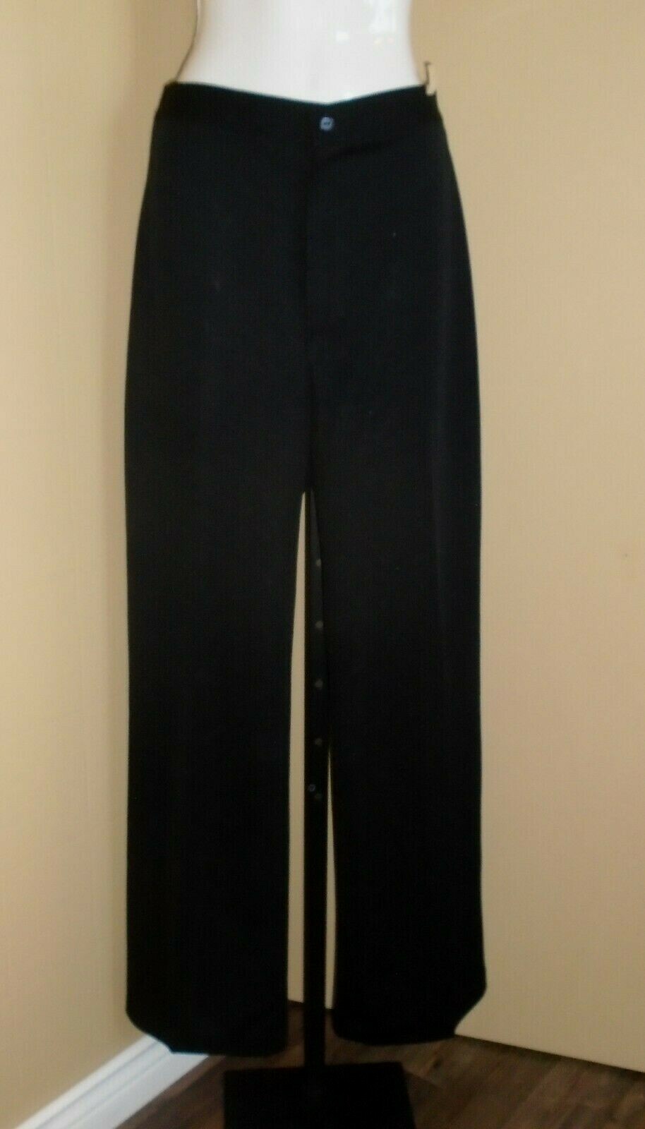 Ladies VTG 1970s Black Polyester Dress Pants Wide Legs Zip Fly Sz 111-12 NOS