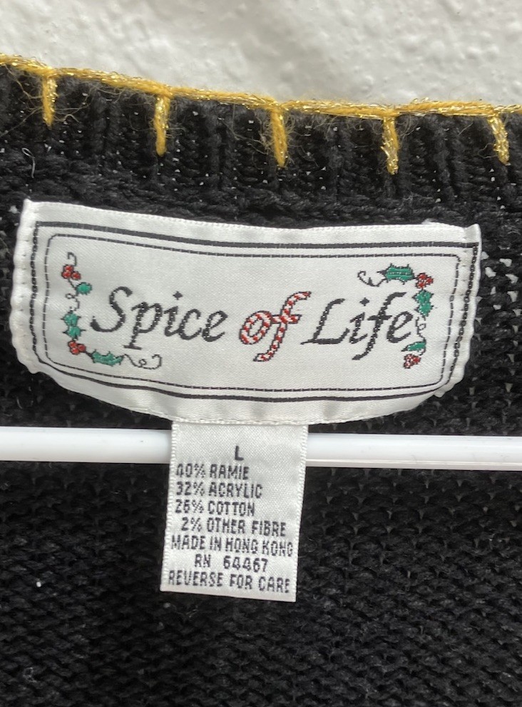 Vintage 1980s Spice of Life Ugly Christmas Holiday Sweater Cardigan Size Large