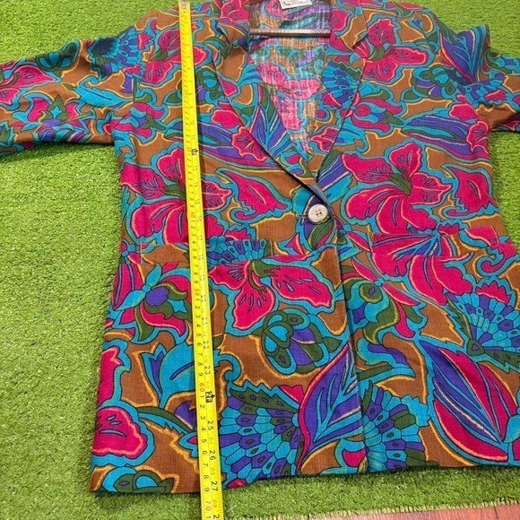 Vintage Campus Casual of California Floral Groovy Blazer Hawaiian Abstract