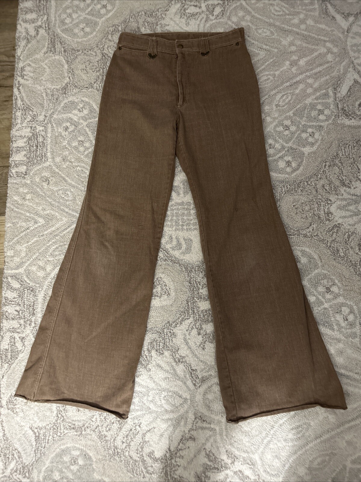 Vintage 1970’s Women’s Crestline Western Style Brown Denim Bell bottom Jeans