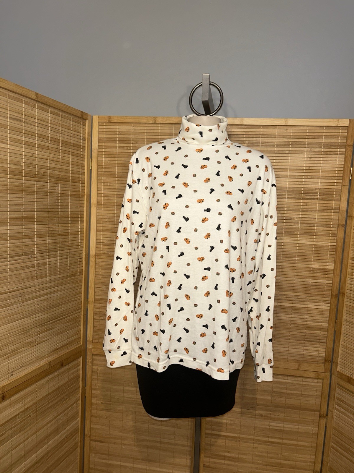 Northern Reflections vintage 90s Halloween black cat pumpkin turtleneck top S
