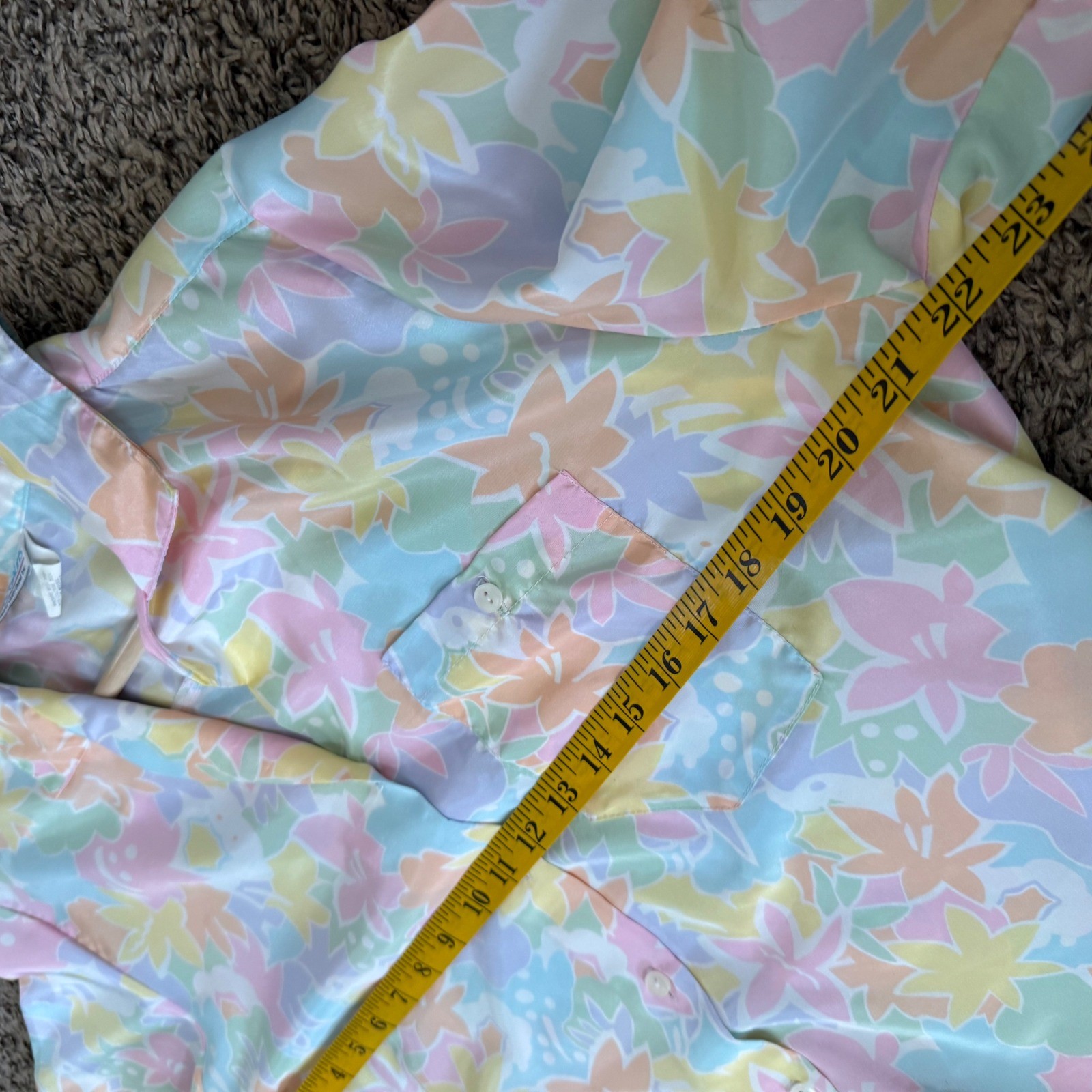 Aspirations Judy Bond Shirt Womens 18 Pastel Floral Vintage 80s Short Sleeve