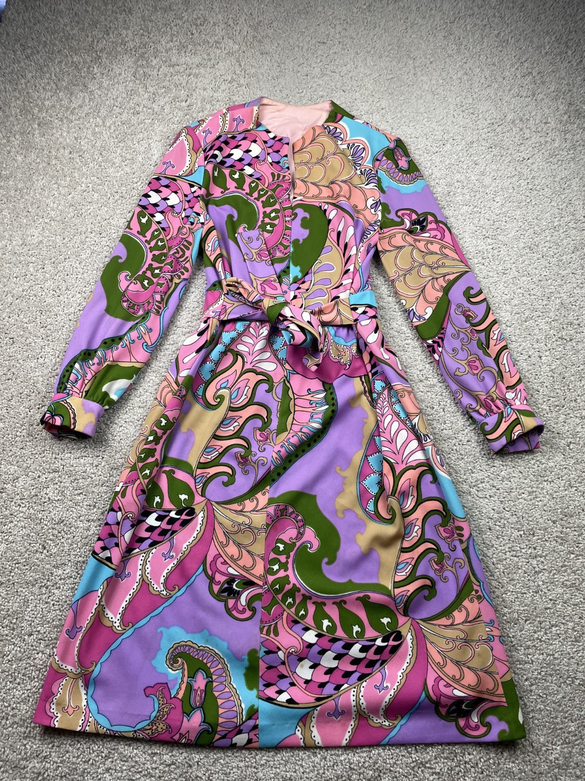 Vintage 60s Jack Needleman Anjac Mod Dress Medium Psychedelic Hippie Boho 70s