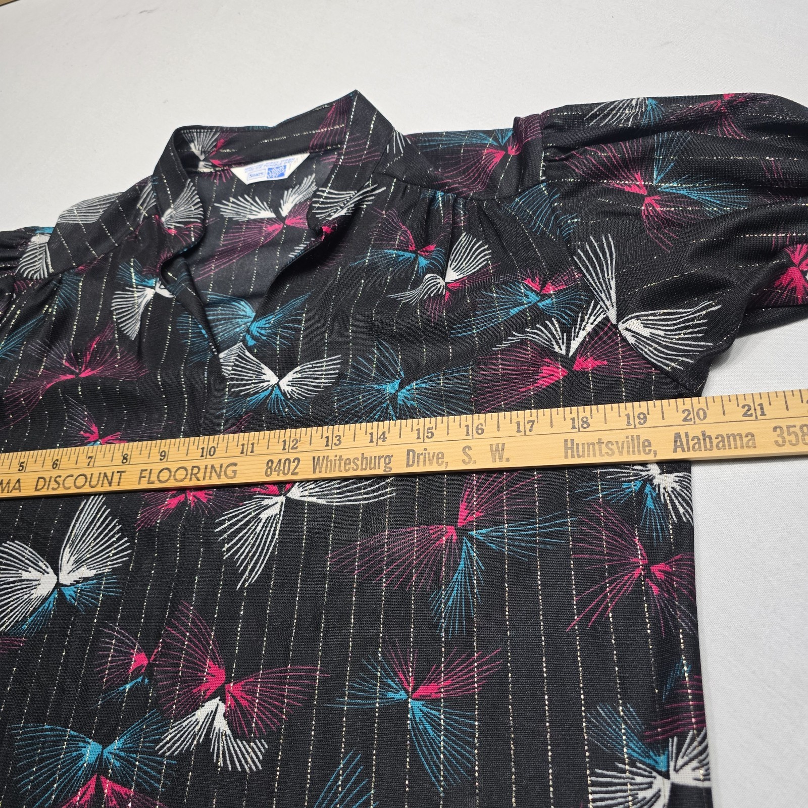 Vintage 70’s Sears The Fashion Place Black Disco Metallic Thread Blouse Top