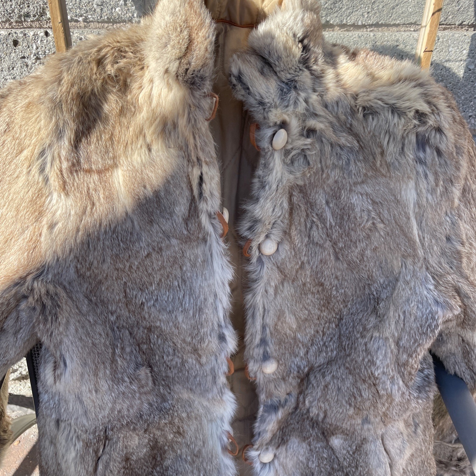 VTG 70s 80s Made in Hong Kong Reversible Rabbit Fur Coat Jacket Women’s Sz S