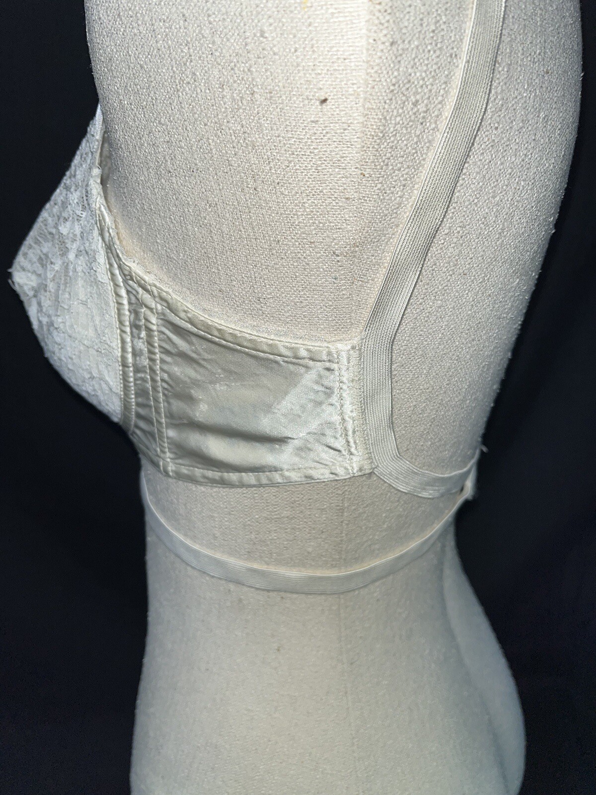 Vtg 50’s Bra Circle Stitch Hollywood Vassarette Backless Petal Pusher White 36B