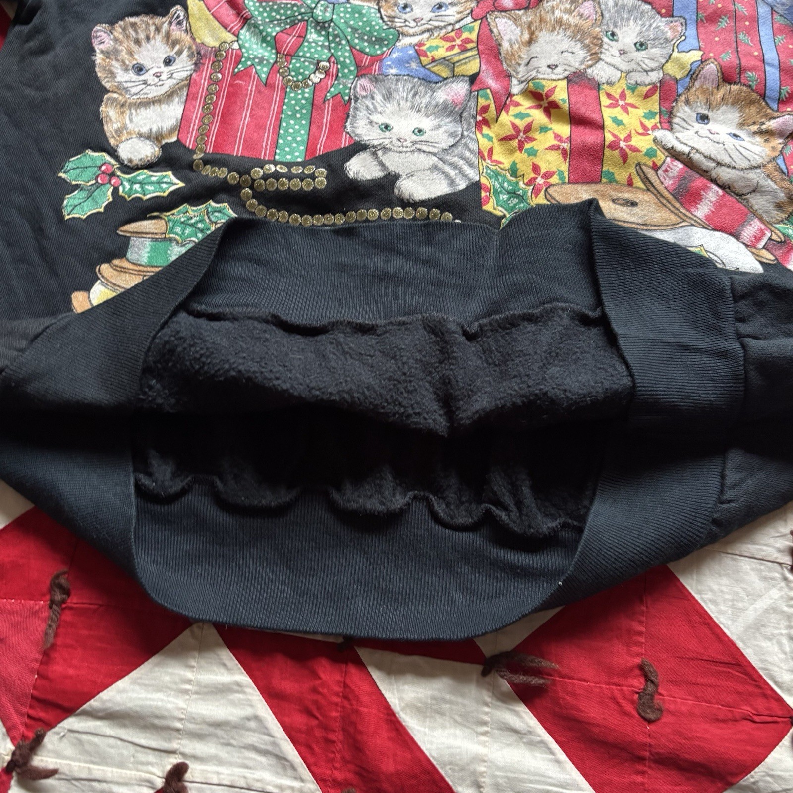 Vintage Nutcracker Brand Christmas Cat Sweatshirt Women’s Medium Black As Is
