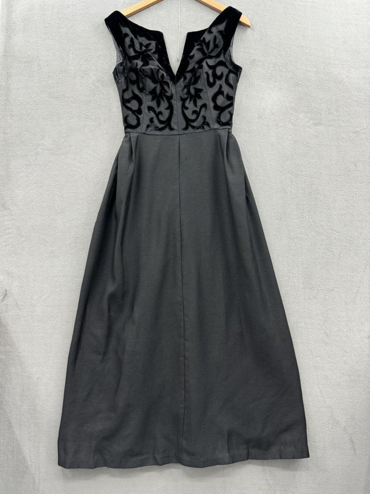 VTG 50’s 60’s Women’s Black & Velvet Wool Evening Dress Tag See Measurements