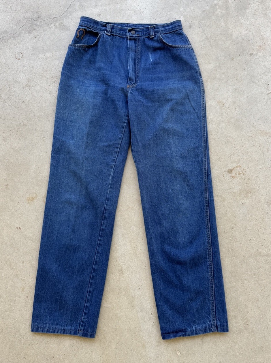 70s Vtg Jean Michele Paris Western Cowgirl Denim Jeans W 27 L 30 Embroidered