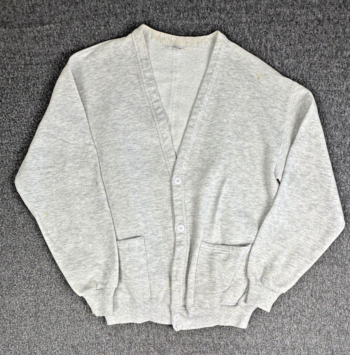 Vtg Jerzees Cardigan Women Gray Pockets Native Indian Granny 80s Iron On