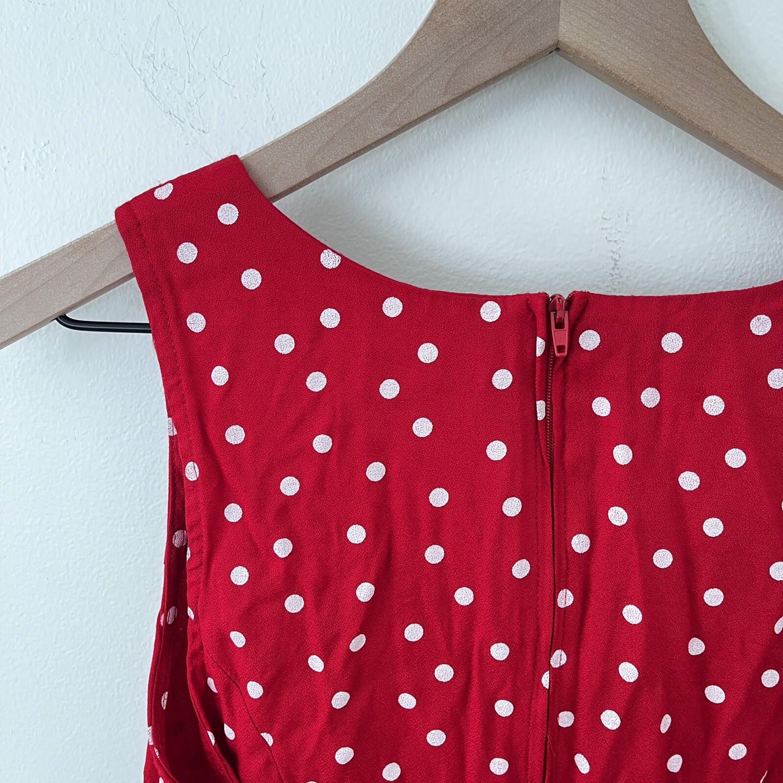 Vintage Decked Out Red Polka Dot Dress – XS Pit To Pit 16″