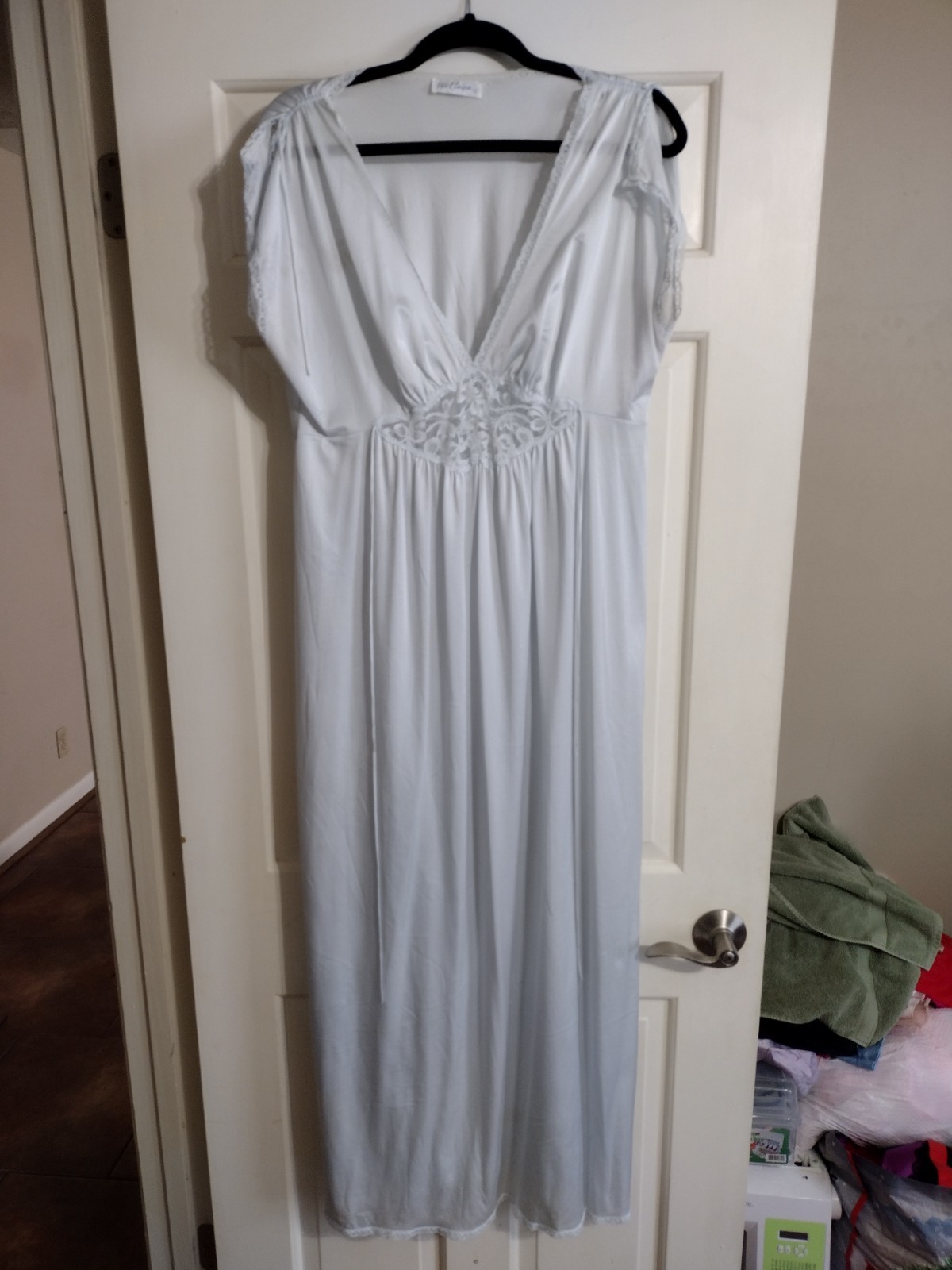 Miss Elaine Baby Blue Nylon XL Nightgown Vintage Classic Feminine Butter Soft