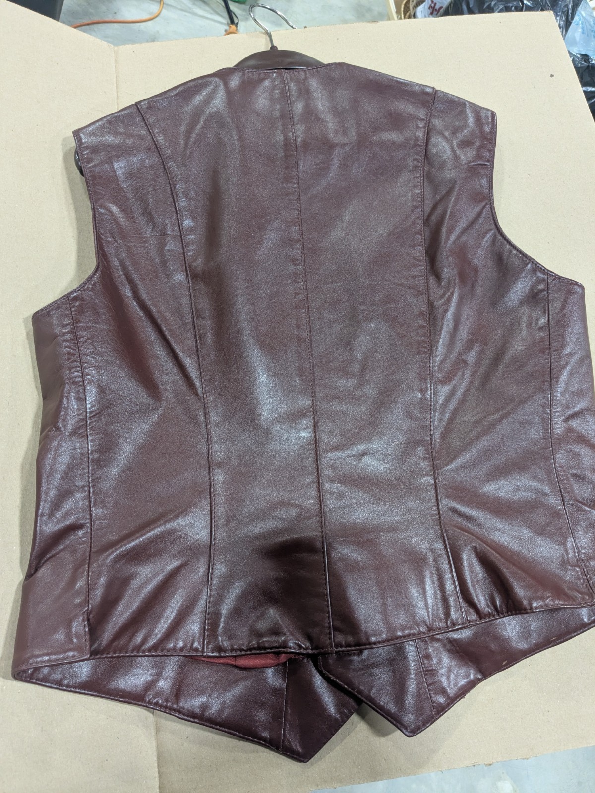 ETIENNE AIGNER Vintage 70’a Leather Vest Size 14 Oxblood Red With Hanger- READ