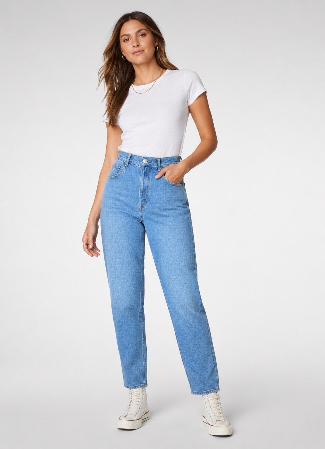 Vintage 80s Sassoon High Rise Tapered Mom Jeans Light Wash 29×29