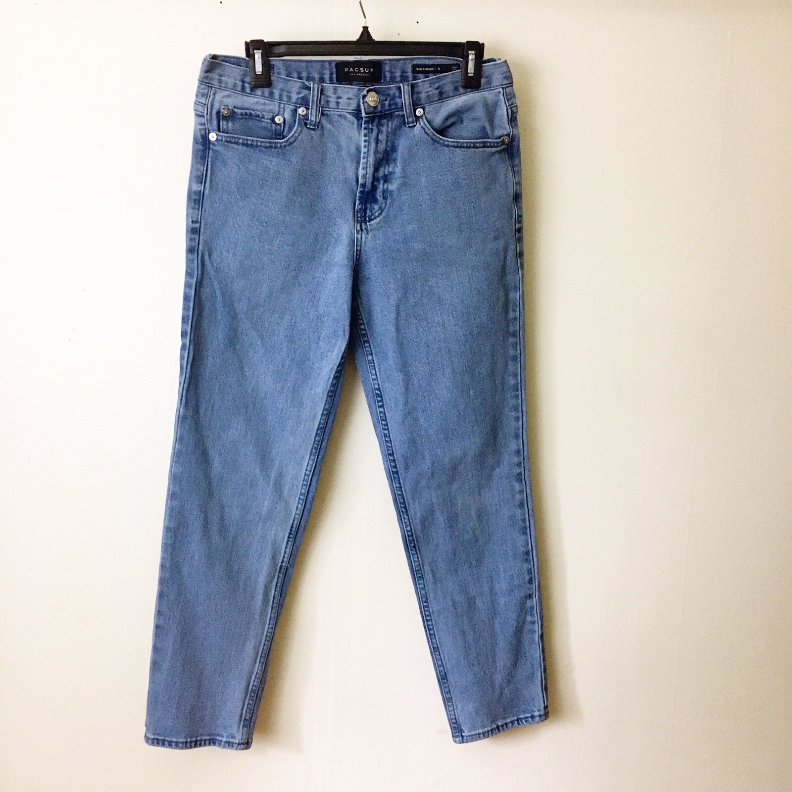Pacsun Jeans Women 31×28 Slim Tapered Stretch Light Wash High Waist 90s Mom Y2k