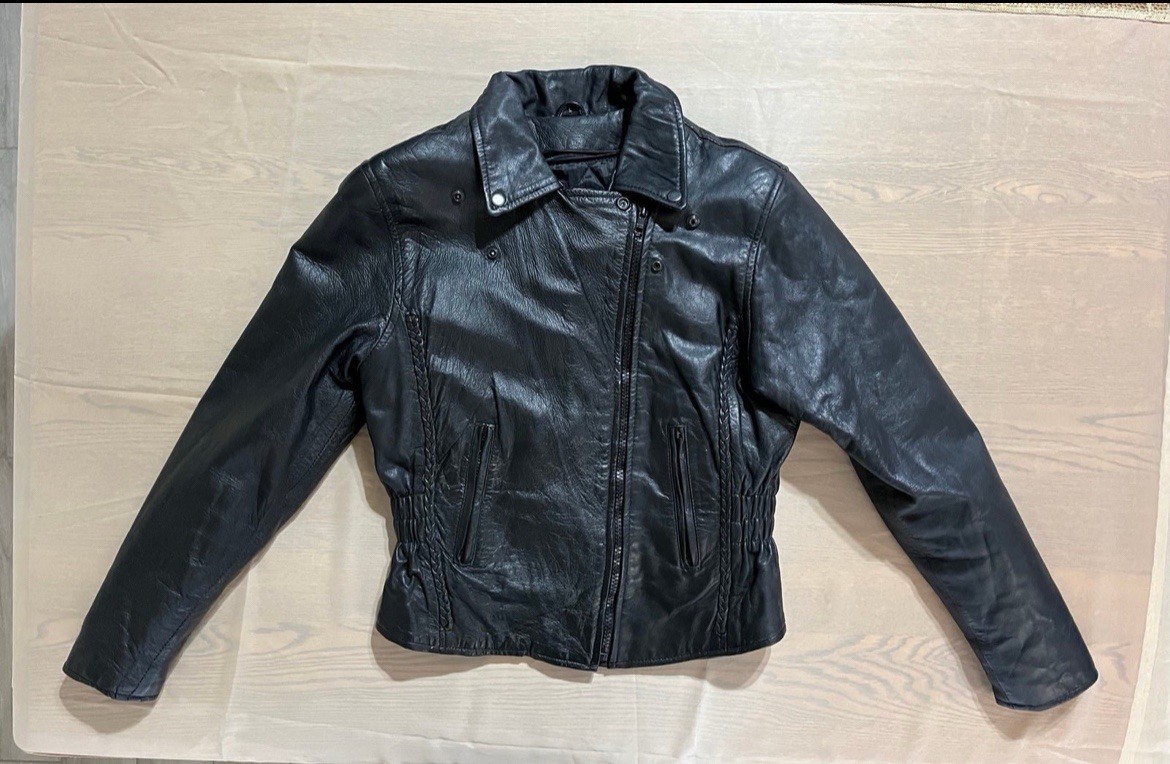 Vintage Retro 1980-90’s Motorcycle Silver Bike Leather Braided size large women