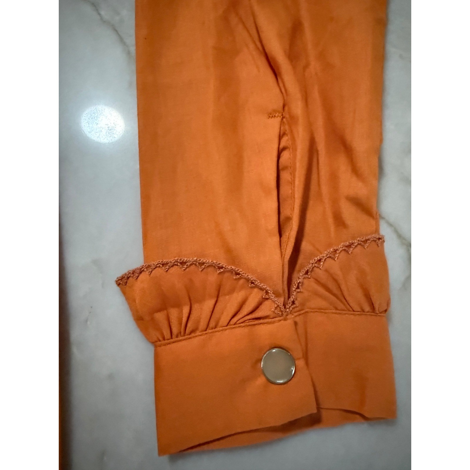 Vintage 70s H Bar C California Ranchwear Rust Tuxedo Ruffle Western Shirt Sz 32
