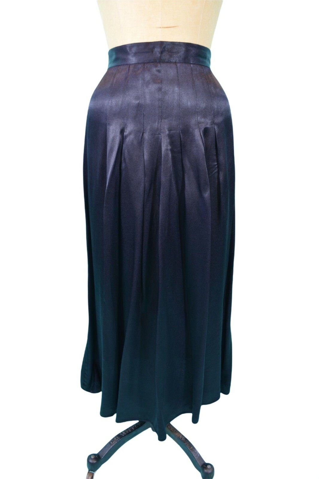 Vintage 1970s Black Satin Skirt Mrs H Winter Henri Bendel W 23″