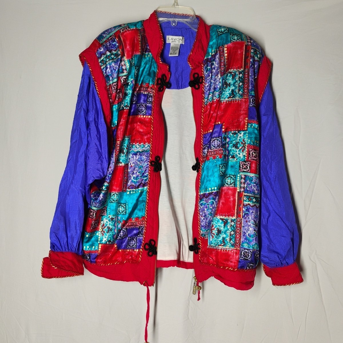 Lavon Vintage 80s 90s Women’s Large Track Suit Jacket Colorful Fancy Minor Flaw