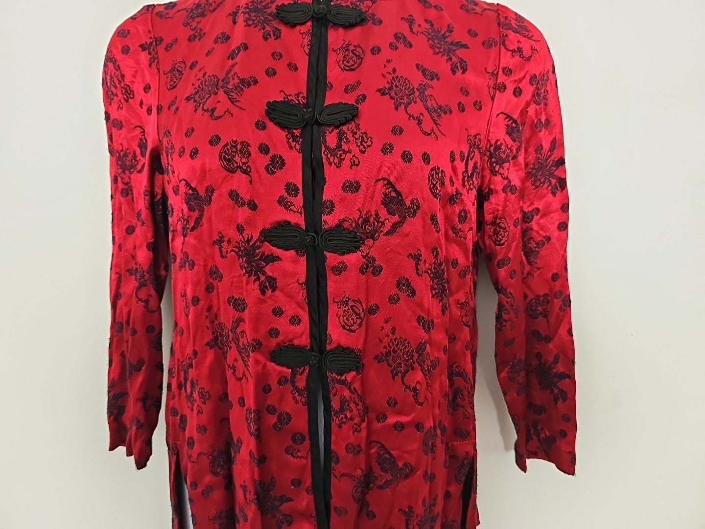 R&M Richards Vintage Red Embroidered Nehru Oriental Jacket Blazer Petite 12P