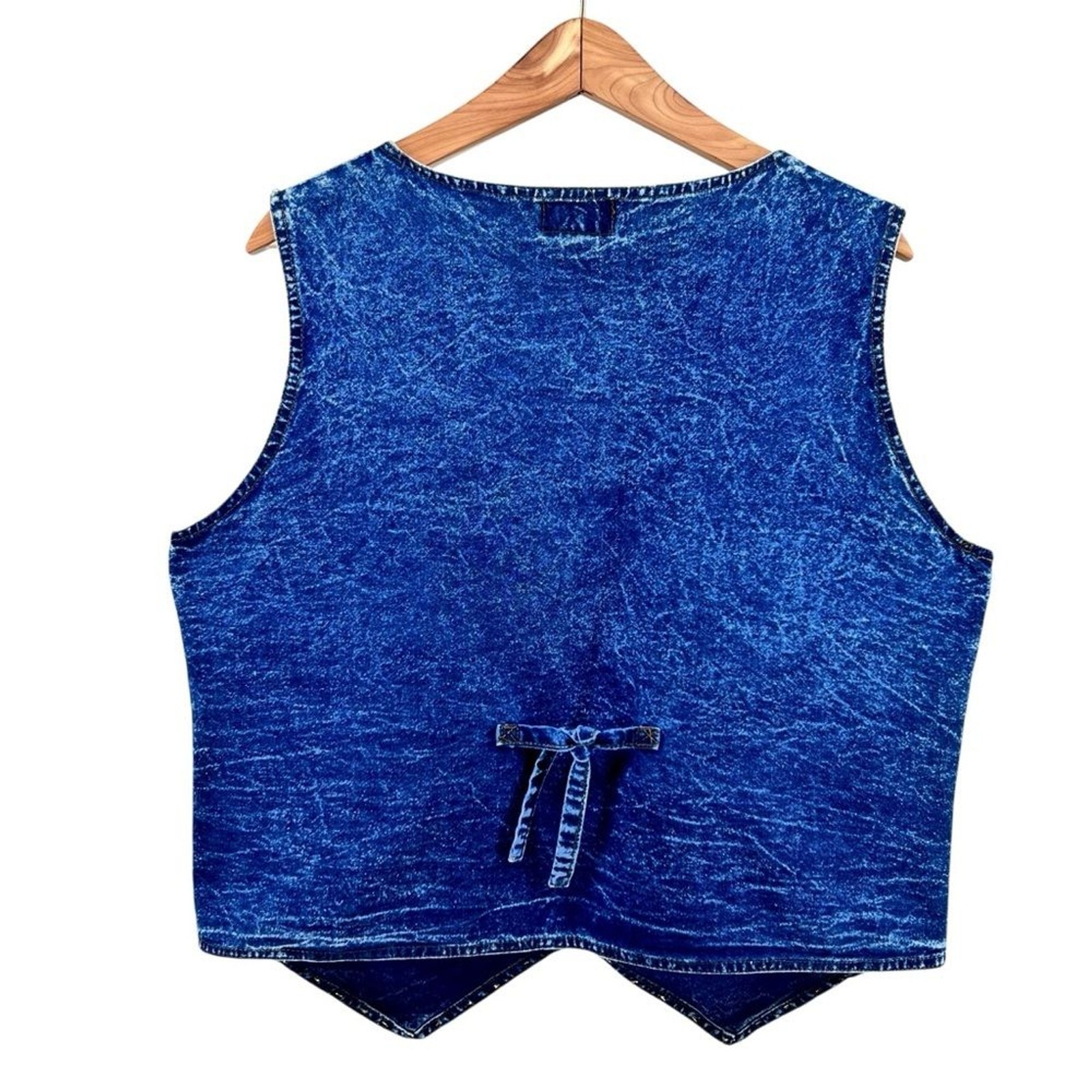 Vtg Pretty Bleu Gold Embellished Western Denim Jean Vest Sz L Beaded Embroidery