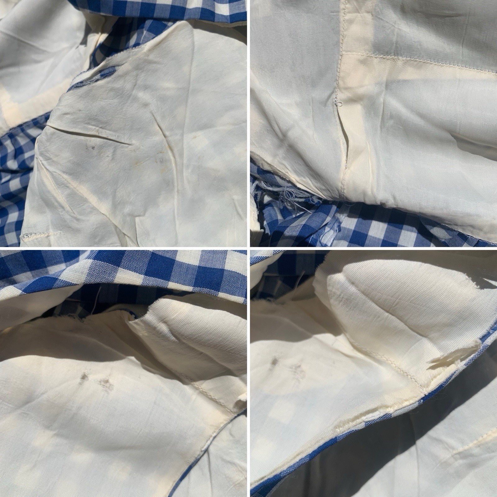 As Is vintage 50s blue gingham cotton sleeveless straight maxi dress cottage