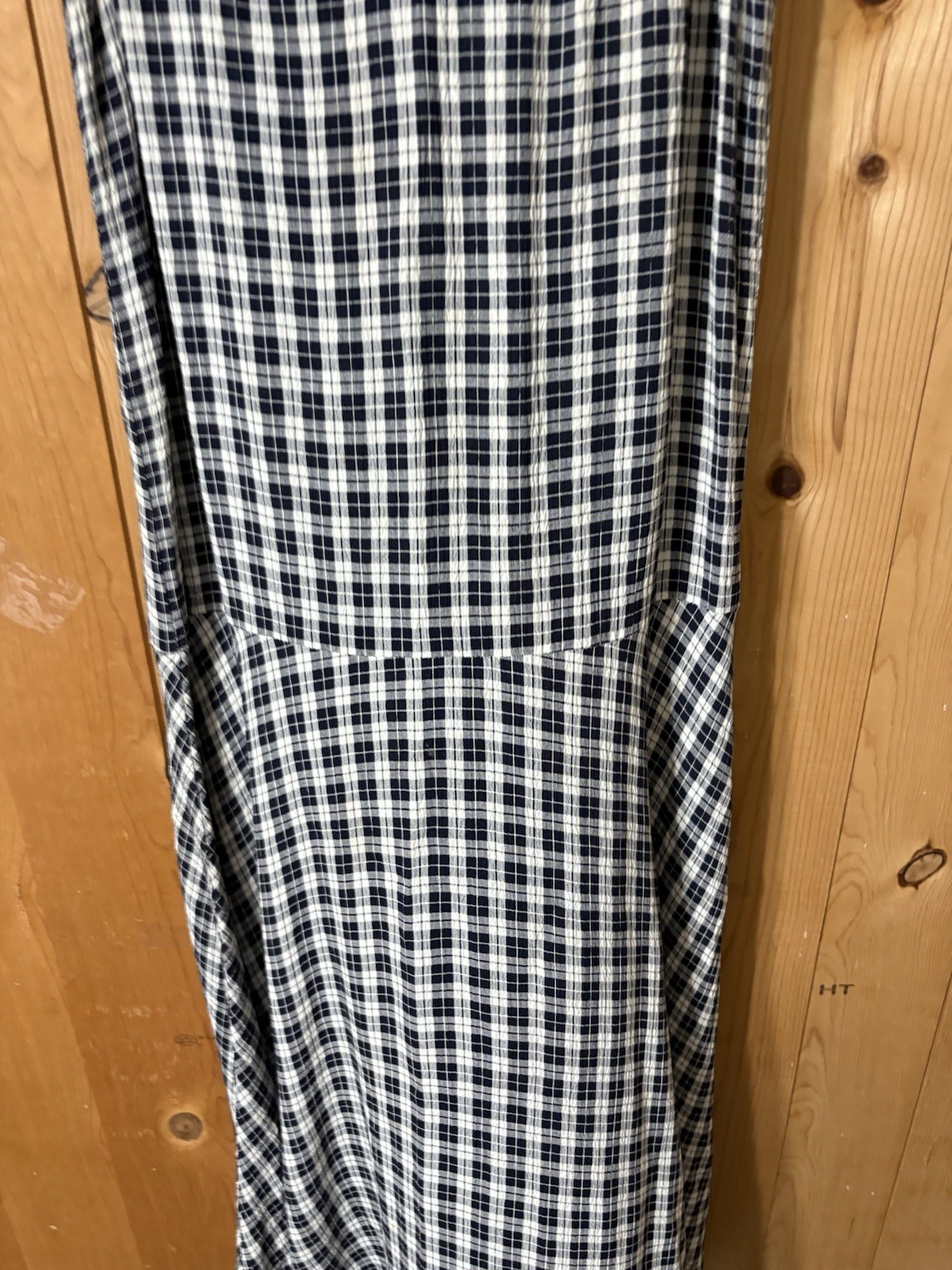 VTG 90s y2K Limited London Paris NY Blue Plaid GINGHAM DROP WAIST MAXI Dress S