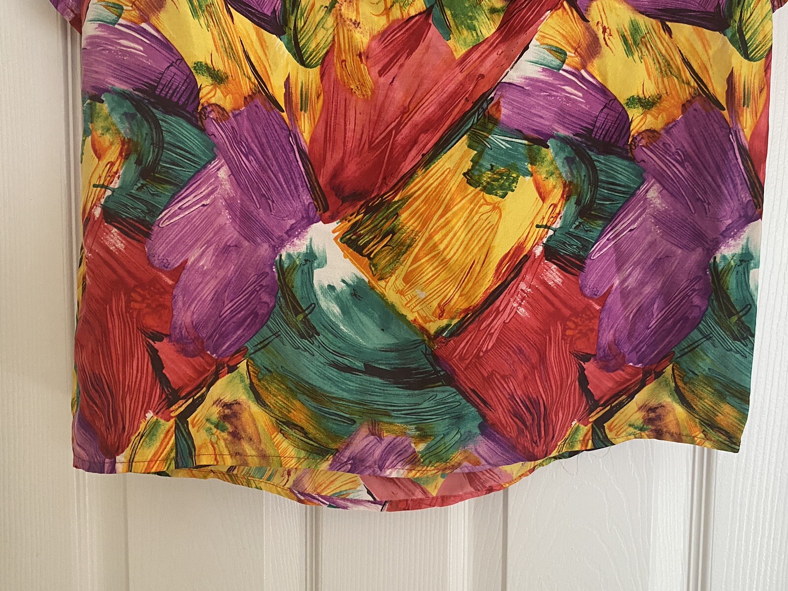 Vintage Hana Sung Studio 100% Silk Blouse Medium Multicolored Artsy Bold Career