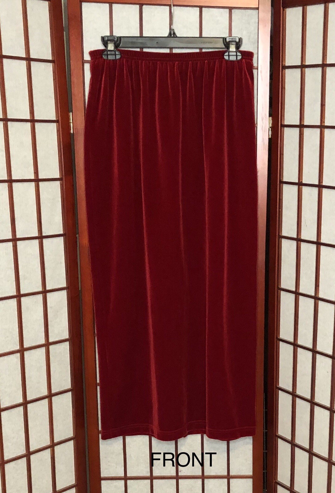 Vintage 80s 90s Willow Ridge Red Velvet Holiday Pencil MIDI Skirt – Med