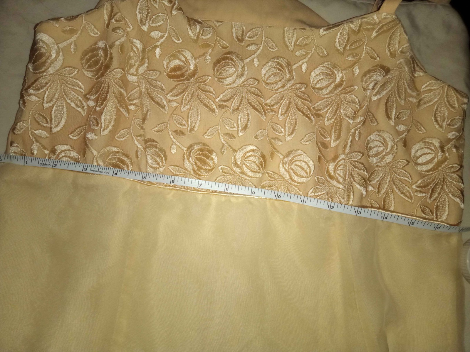Vintage Dress: 90s Embroidered Lace Dress in Beige – Size Large