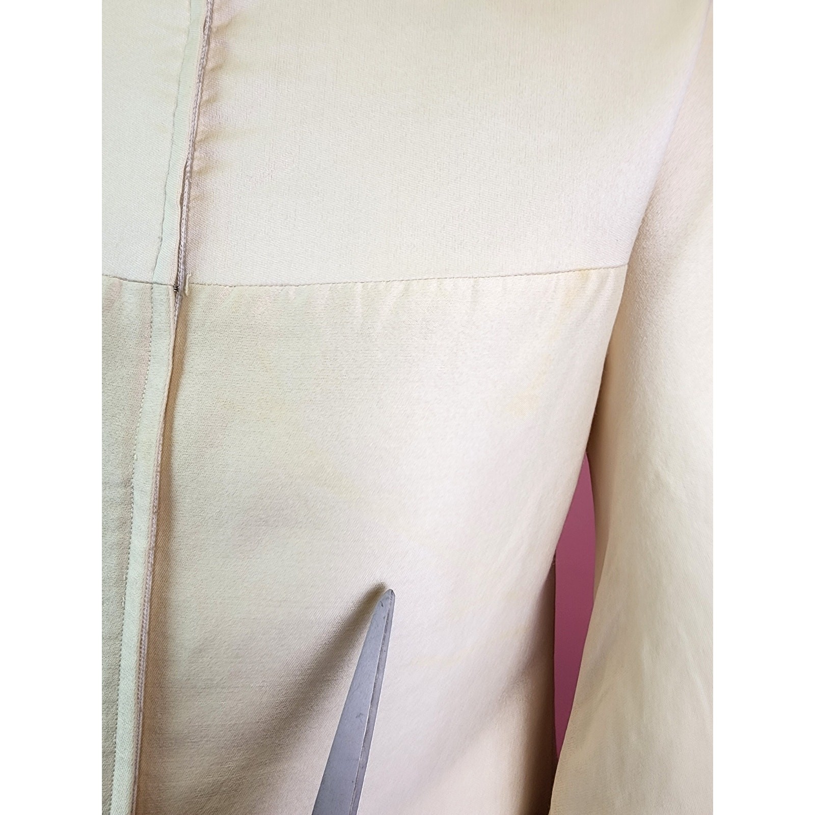 Vintage 1960’s Champagne Cream Gold Cord Trim Rhinestone Shift Dress I. Magnin
