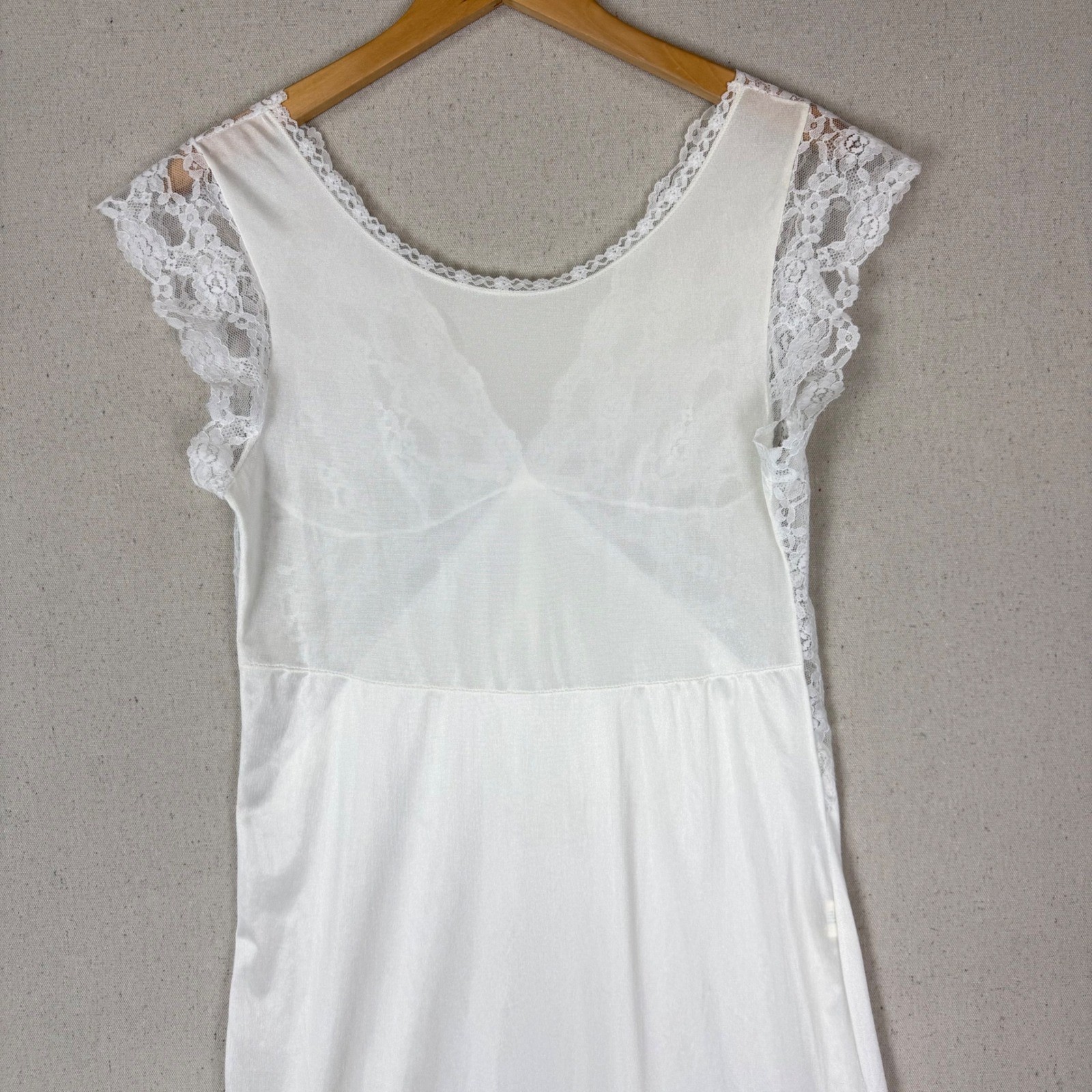 Vintage Glencraft Lingerie White Lace Nightgown ILGWU Union Made L Fairycore