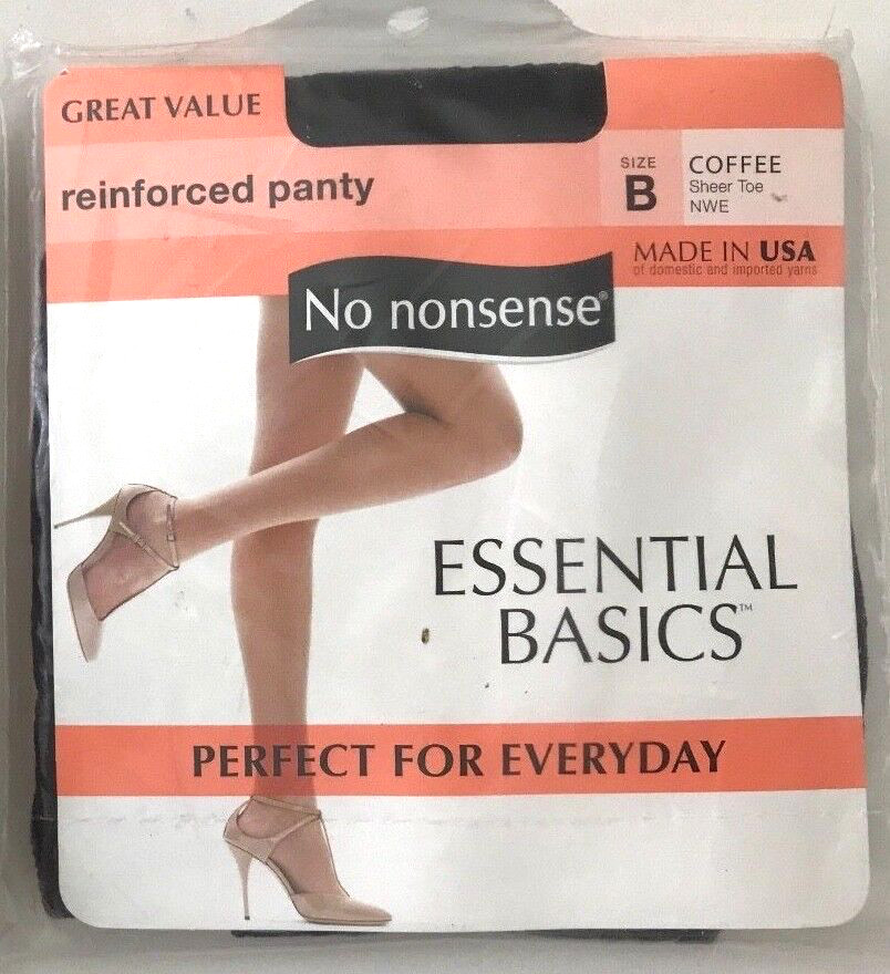No Nonsense Pantyhose Coffee Sheer Sz B Reinforced Panty Essential Basics USA
