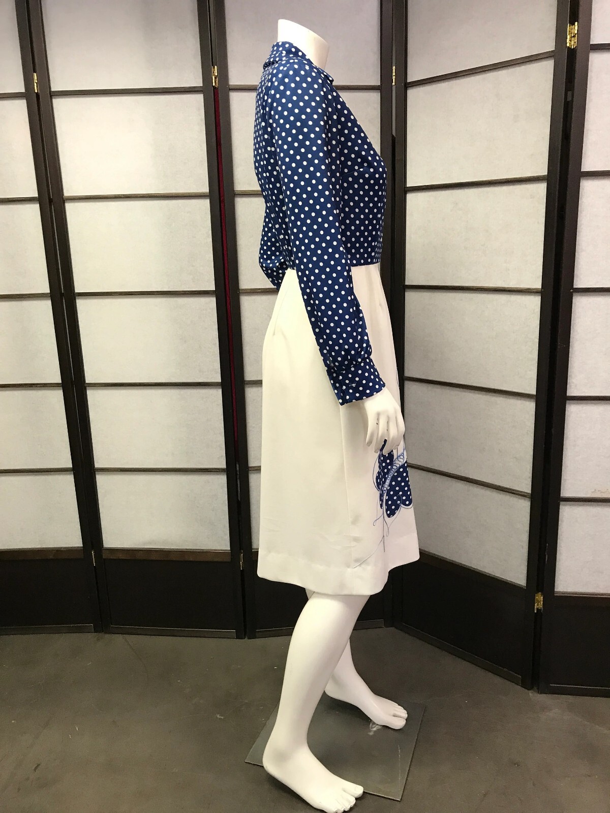 70s Vtg Evie Addams Polka Dot Butterfly Dress, Rockabilly, Retro, Pin-Up, Swing