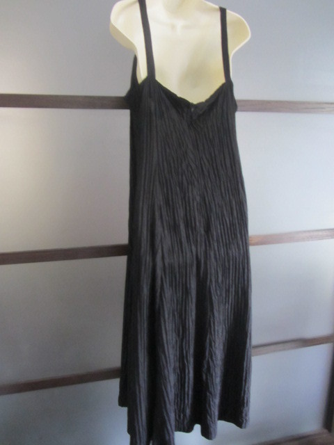 VINTAGE Dress Sz 14W XL 1X Black Crepe Sequin Applique Made in the USA Maxi Long