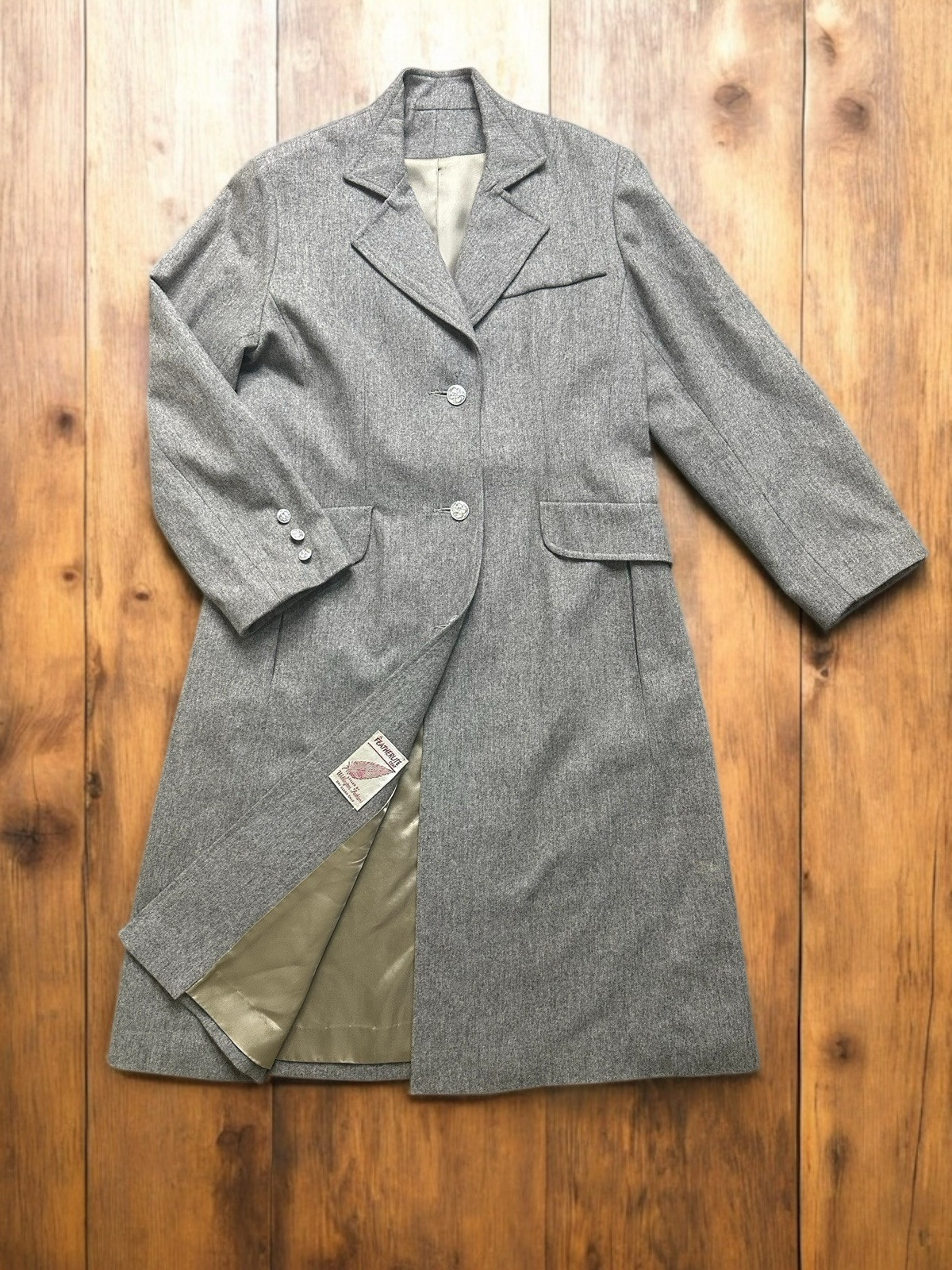 Wellington Featherlite Wool Long Trench Coat Gray Lightweight Size Small