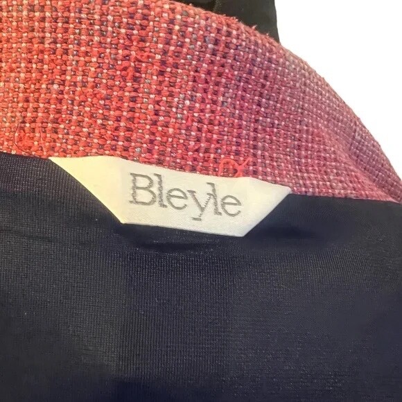 Bleyle Women’s Vintage Blue Collared Chore Coat With Red Collar, Size 18